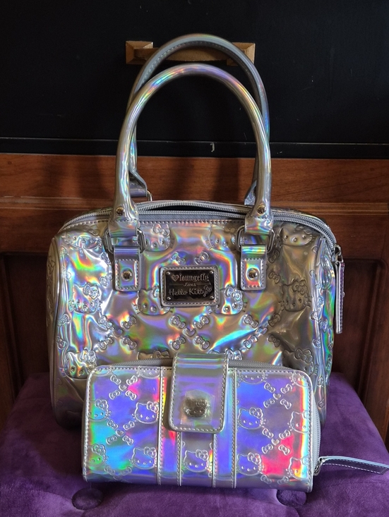 Hello Kitty Handbags - EUC Rare Hello Kitty X Loungefly Iridescent Satchel and Wallet